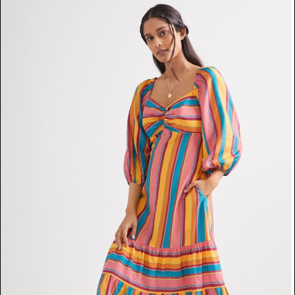 Farm for Anthropologie Rainbow Midi Dress